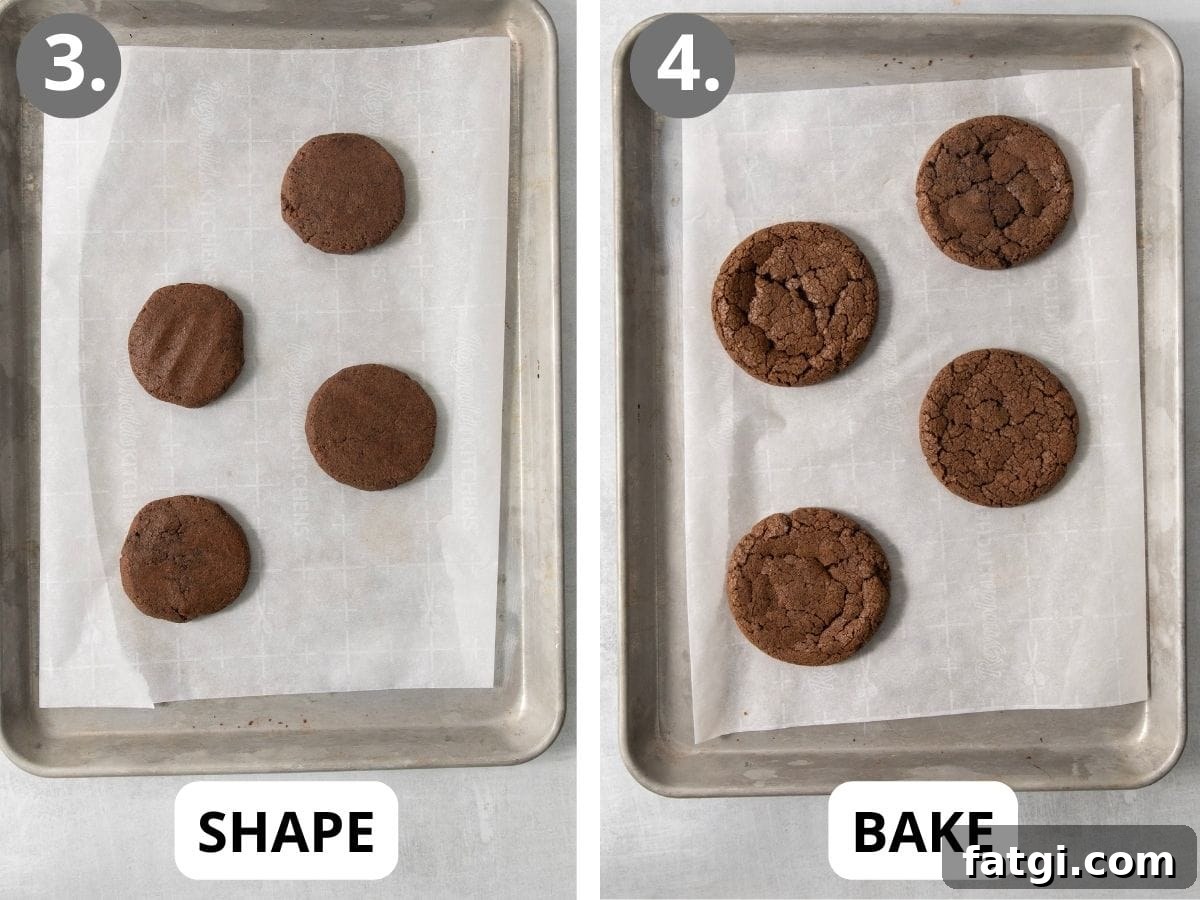 gluten-free Oreo Crumbl cookie dough on a cookie sheet and baked cookies on a cookie sheet