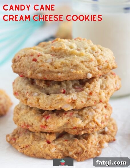 Candy Cane Cream Cheese Cookies are perfect for Christmas. Soft and chewy cookies sprinkled with candy cane bits throughout. Easy Christmas cookie recipe and great for cookie trays.