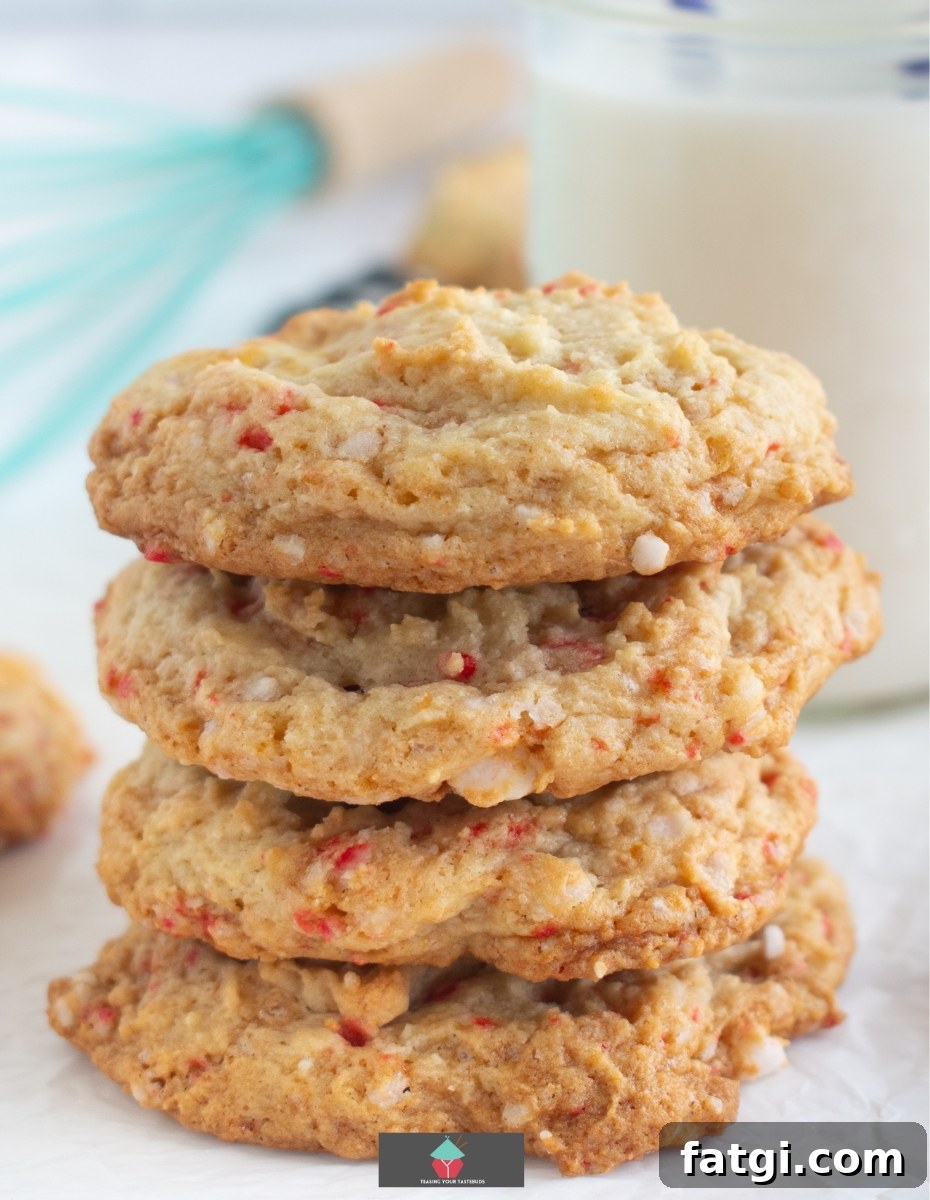 Candy Cane Cream Cheese Cookies are perfect for Christmas. Soft and chewy cookies sprinkled with candy cane bits throughout. Easy Christmas cookie recipe and great for cookie trays.