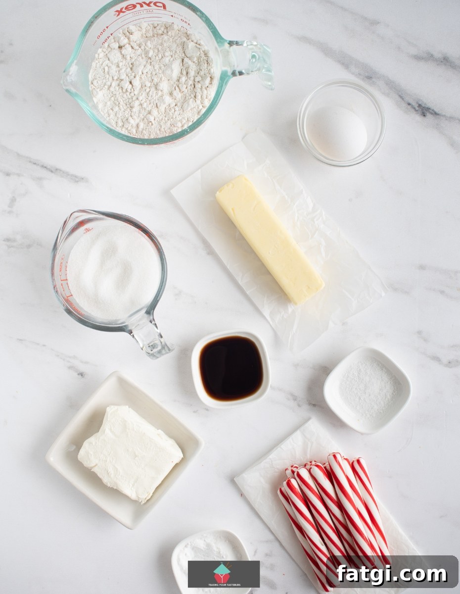 Candy Cane Cream Cheese Cookies, ingredients