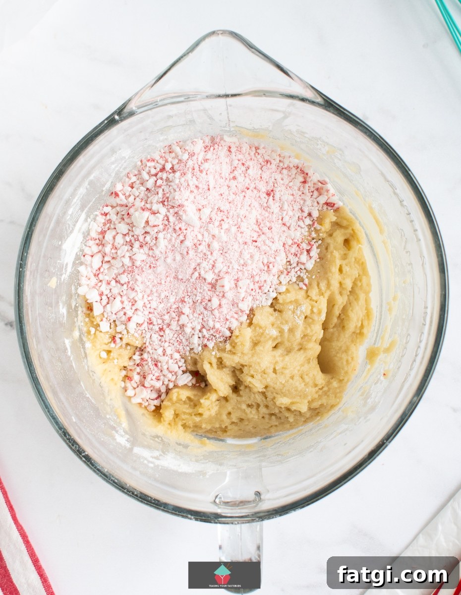 Candy Cane Cream Cheese Cookies, add crushed candy cane