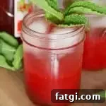 mint strawberry jam cocktail