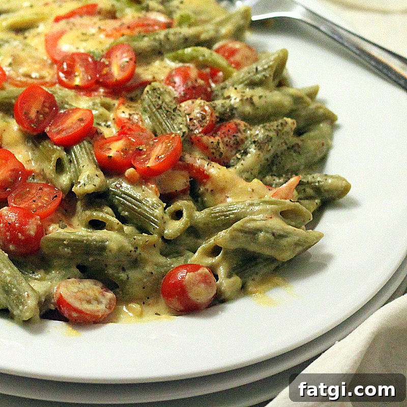 Vegan Chipotle Habanero Spinach Penne with Cashew Cream 4 Bowl of spinach penne in chipotle habanero cashew cream sauce