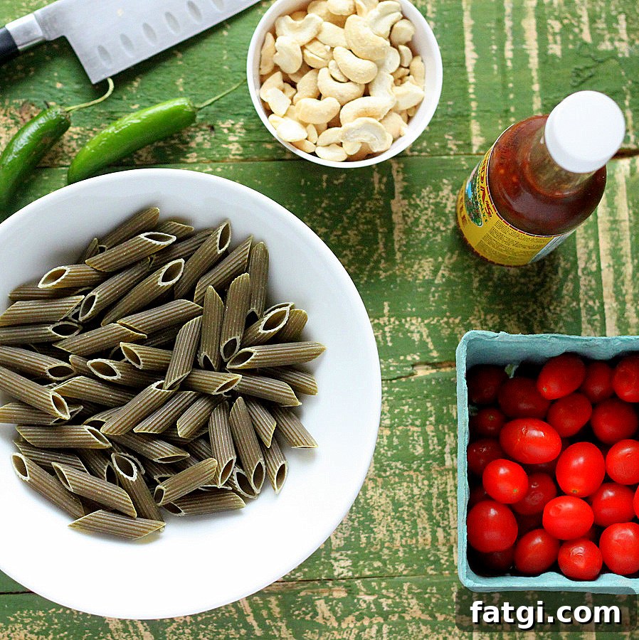 Vegan Chipotle Habanero Spinach Penne with Cashew Cream 6 Vegan food served in a bowl