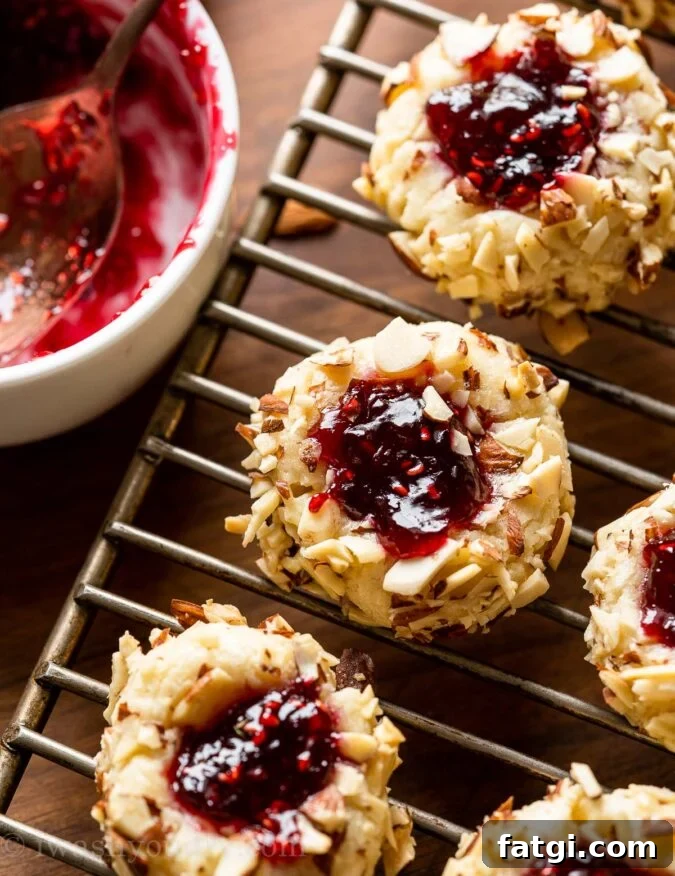 raspberry filled cookies with almonds