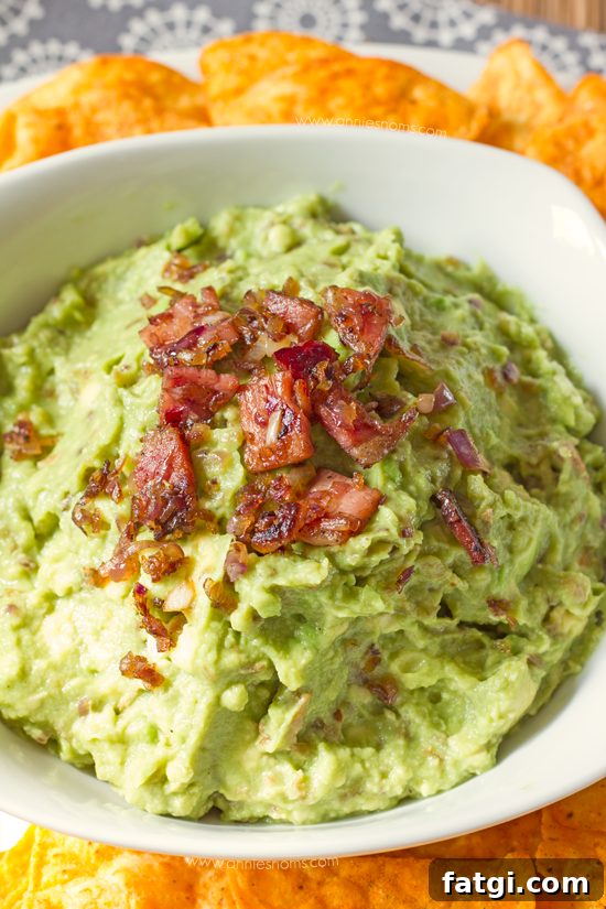 Bacon and Roasted Garlic Guacamole - creamy avocado with roasted garlic and bacon