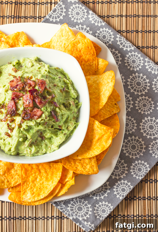 Bacon and Roasted Garlic Guacamole - close up