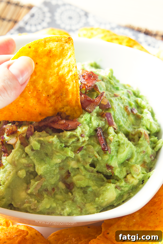 Bacon and Roasted Garlic Guacamole - ready to serve