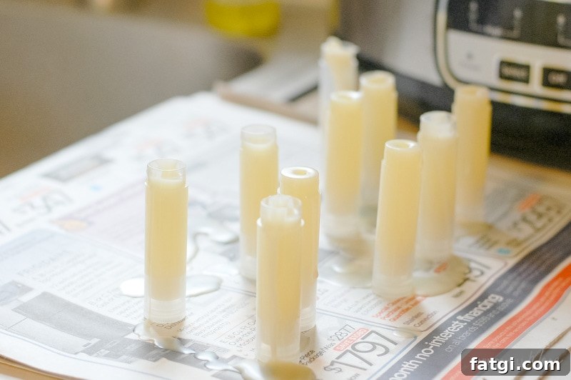 Homemade Itch Stick for Bug Bite Relief With Essential Oils 8 empty chapstick tubes filled with DIY bug bite relief stick