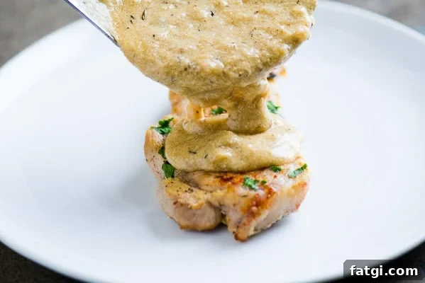 Juicy Milk Braised Pork Chops with Mustard Sauce 9 Thickened milk mustard gravy for pork chops