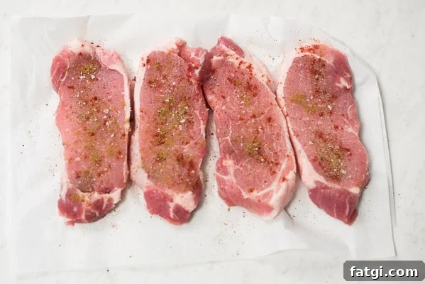 Juicy Milk Braised Pork Chops with Mustard Sauce 4 Raw pork chops with seasonings