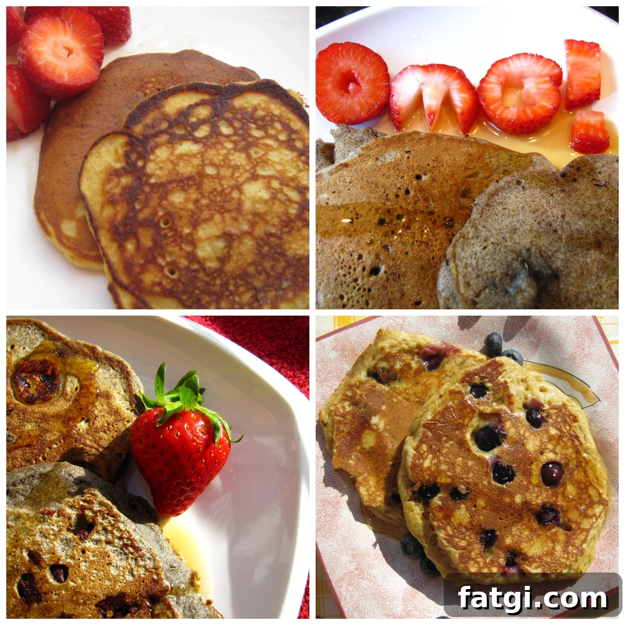 Debs Fluffy Pancake Recipe 3 A collage of different pancake recipes.