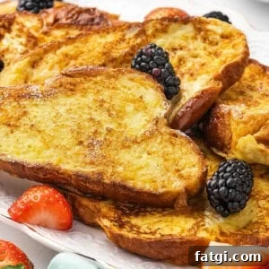 Challah French Toast on plate with berries