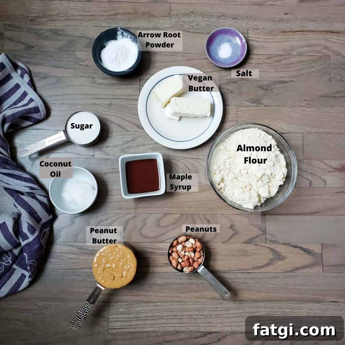 Ingredients for peanut butter bars.