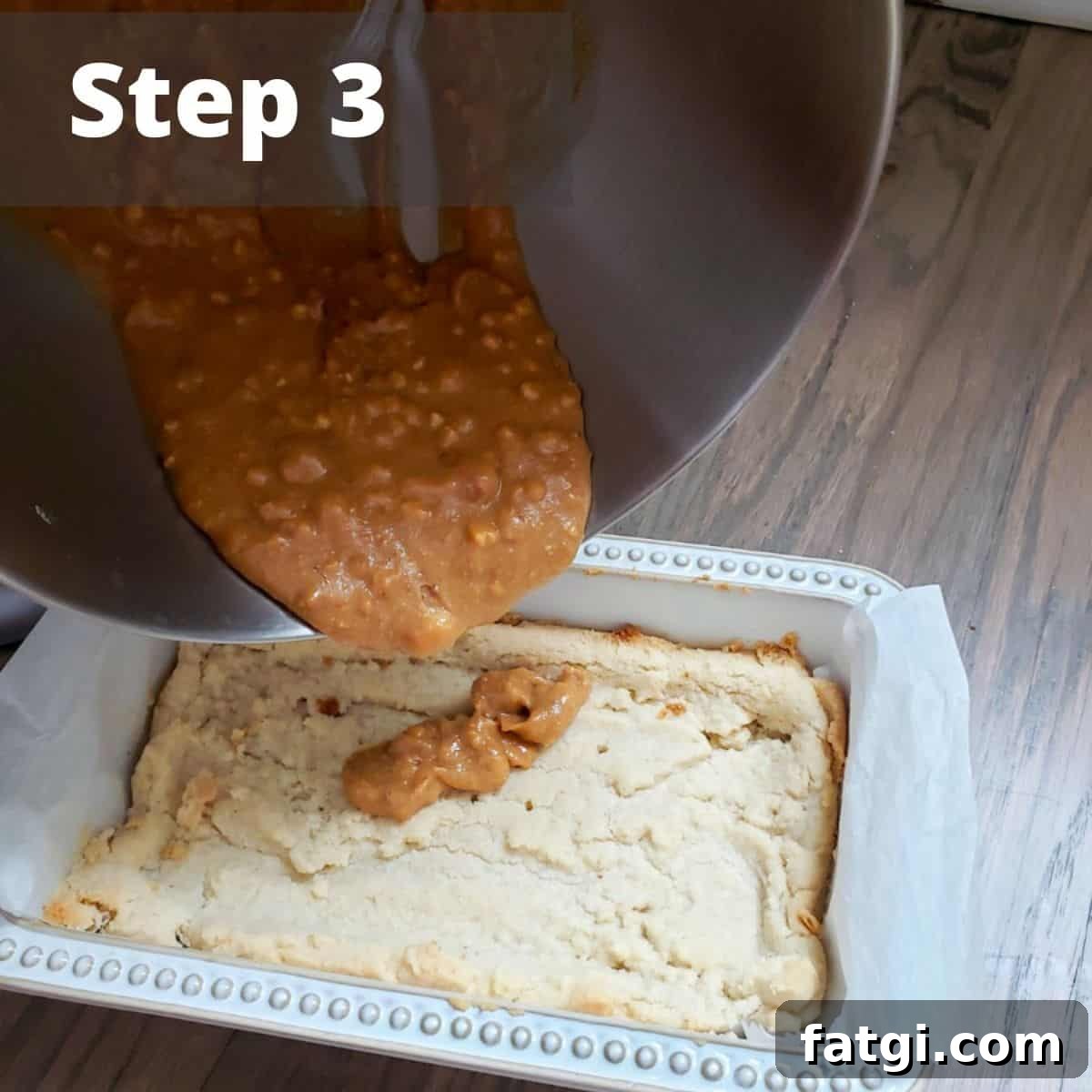 Steps to make peanut butter bars.