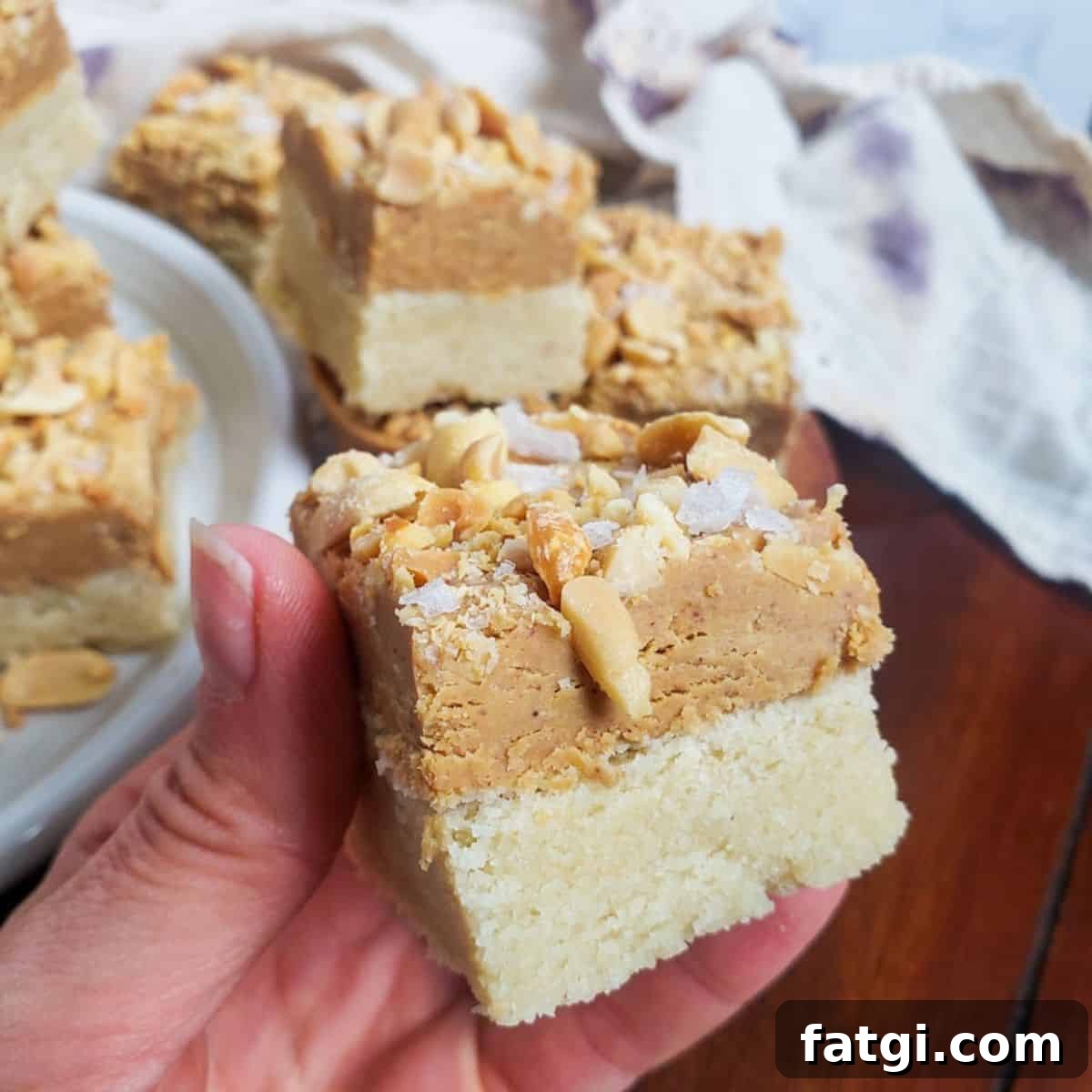 Peanut Butter Bars in a hand.