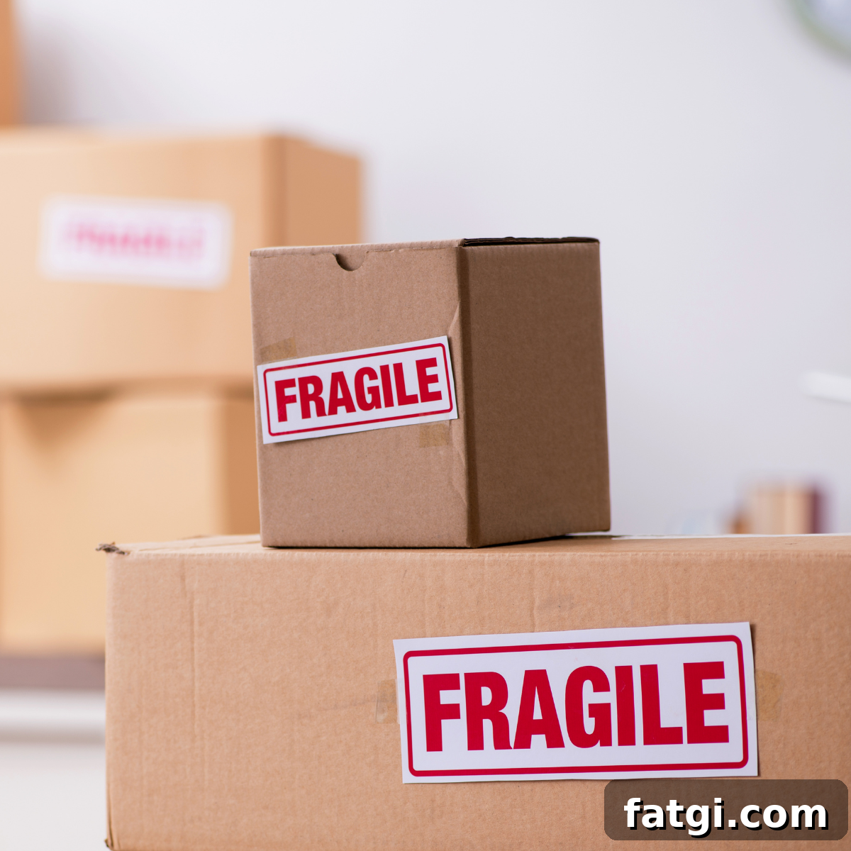 Man moving house and relocating with fragile items