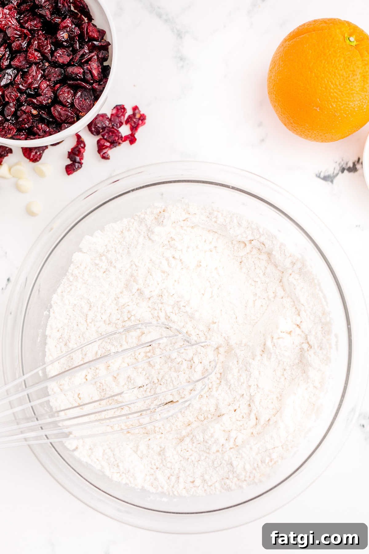 Flour and cornstarch mixed in a large mixing bowl.