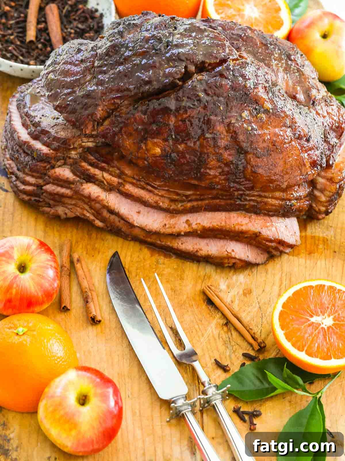 Twice smoked spiral ham with orange honey glaze