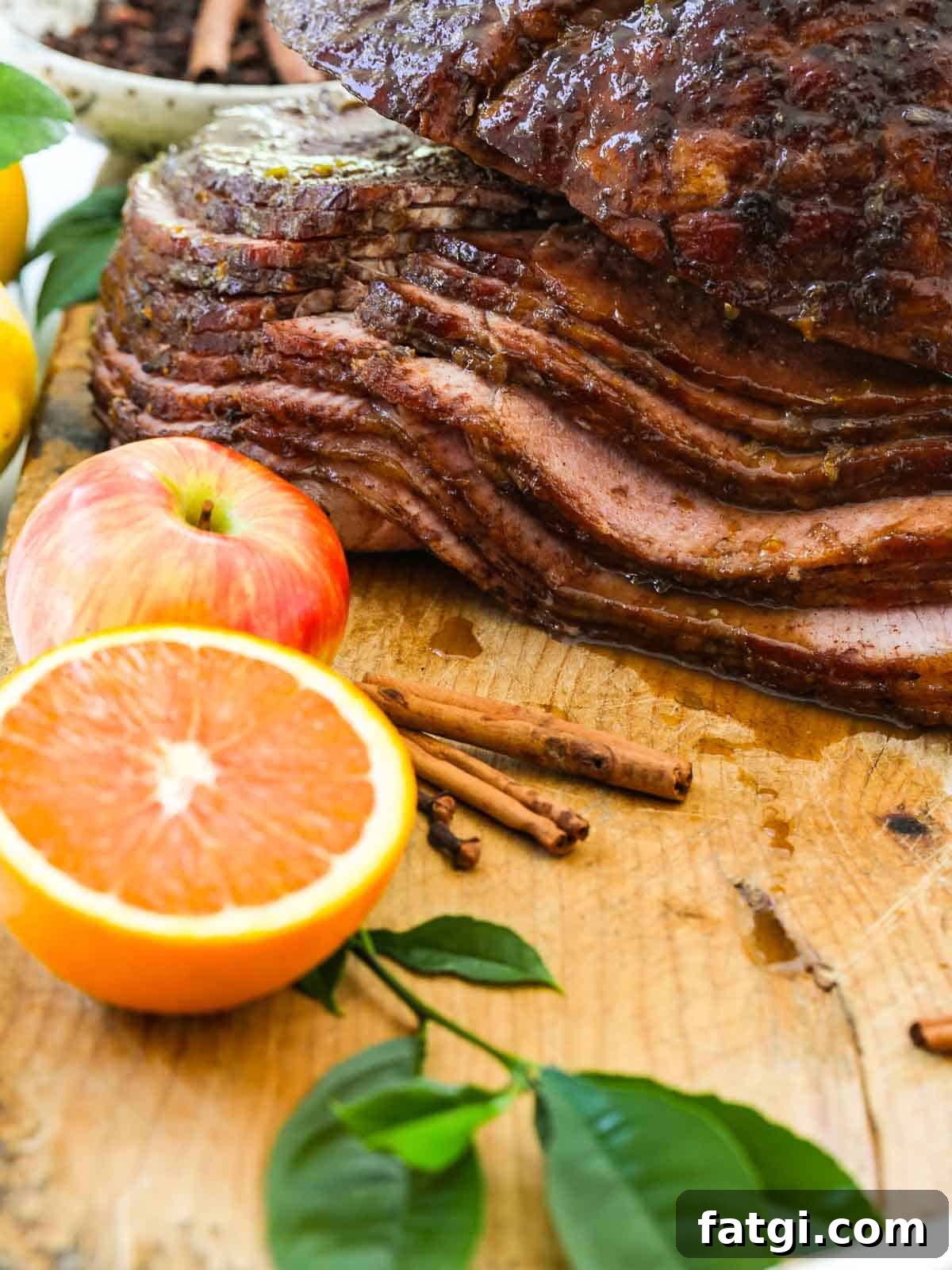 Sliced spiral ham ready to serve