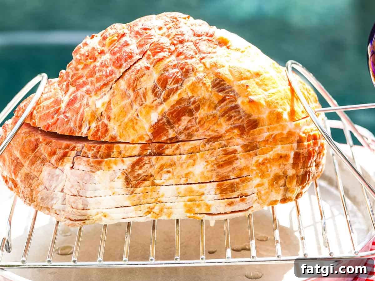 Spiral ham on a rack ready for the smoker