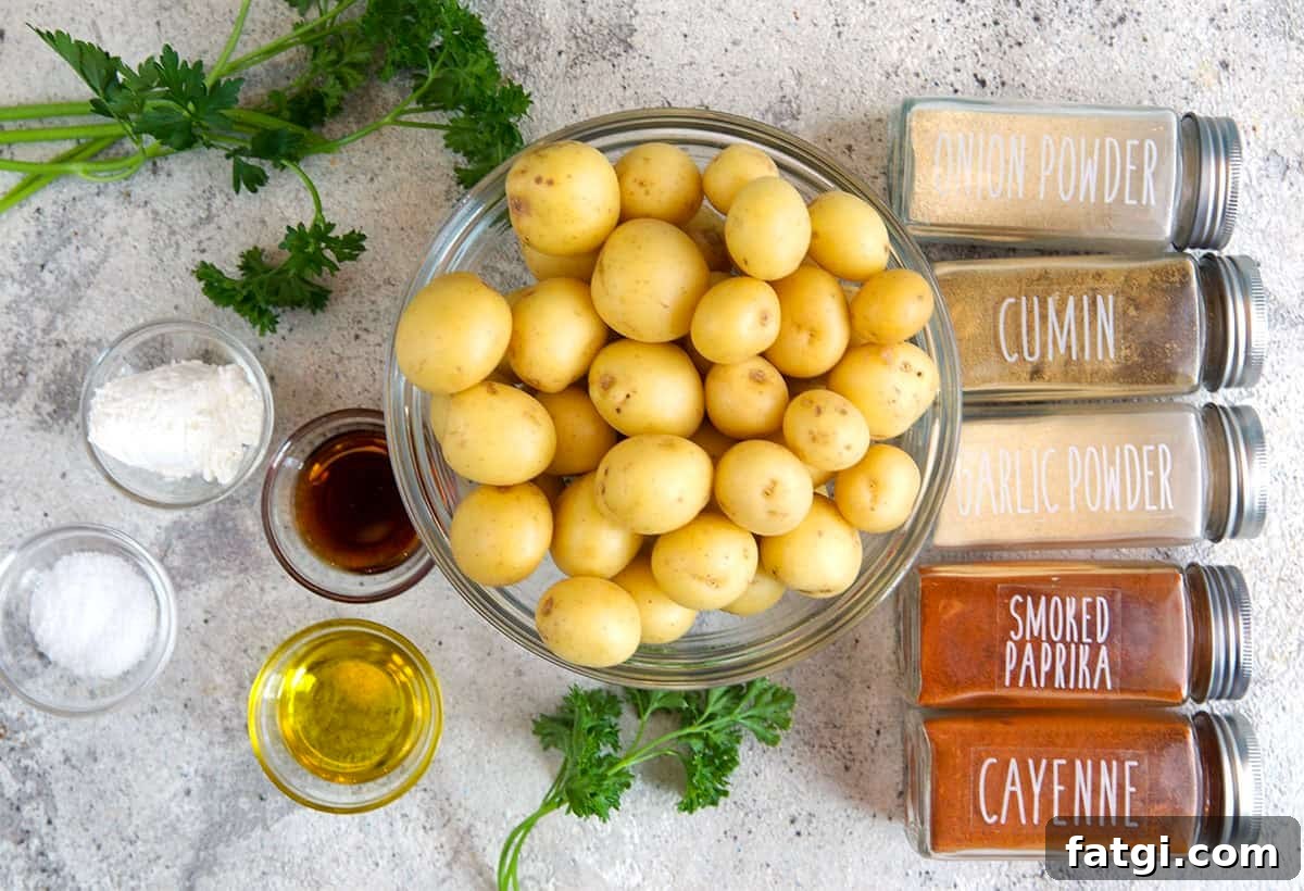 ingredients for air fryer roasted potatoes.