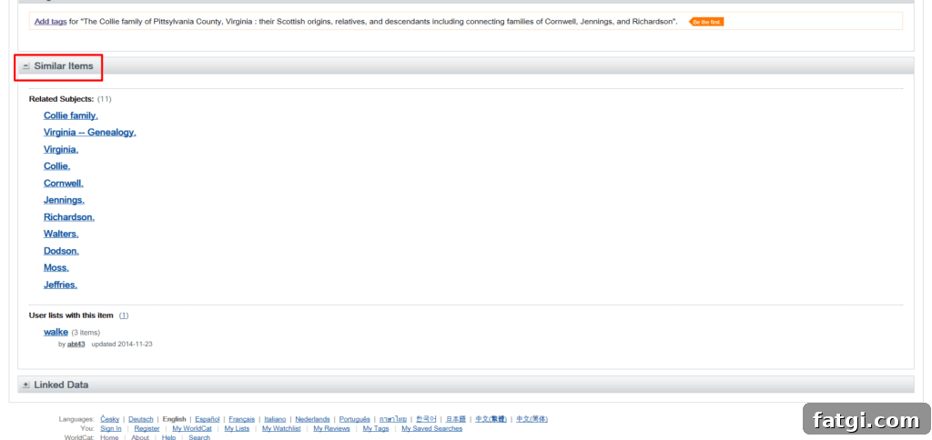 Similar Items section of WorldCat search results