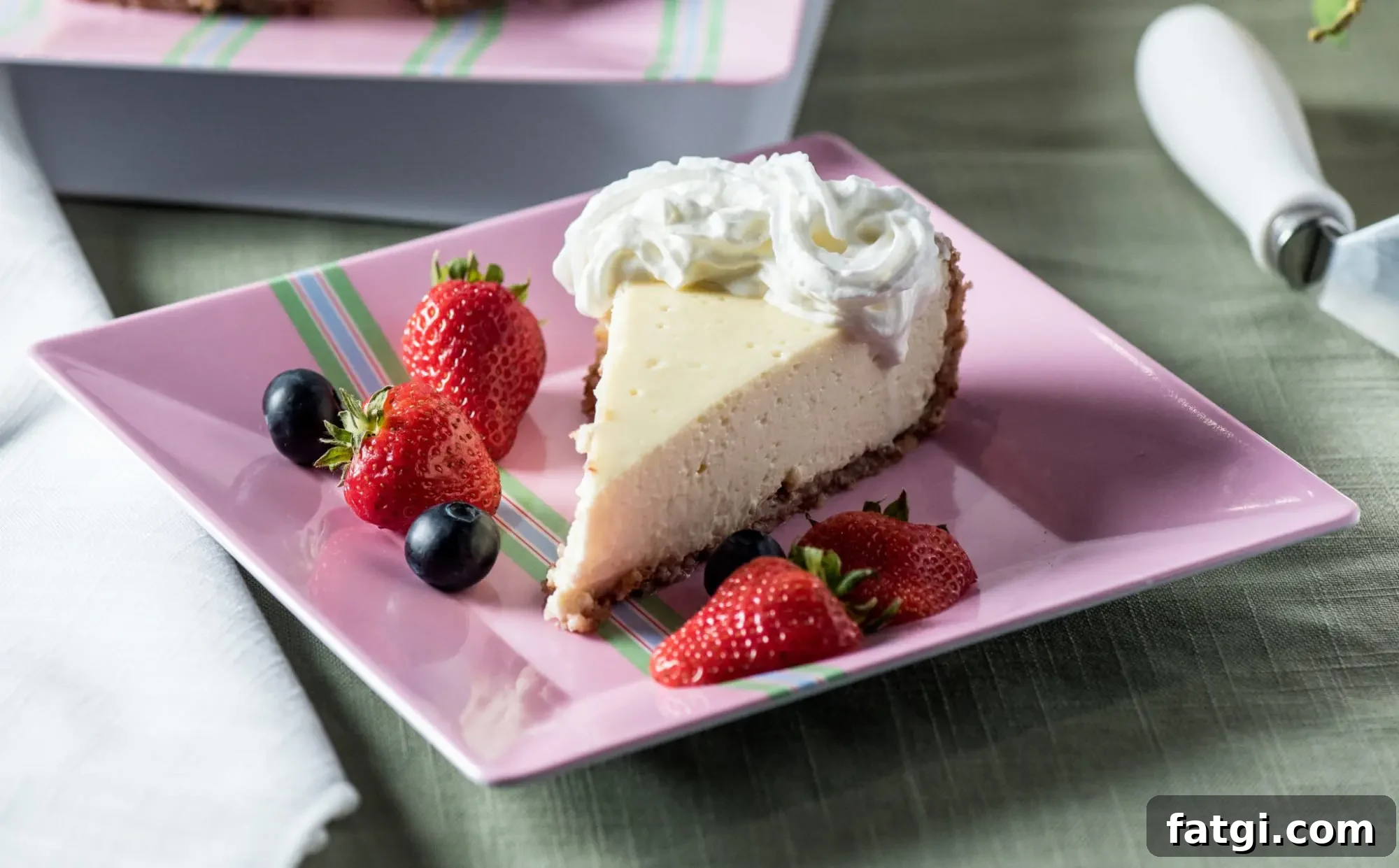Low carb cheesecake on plate