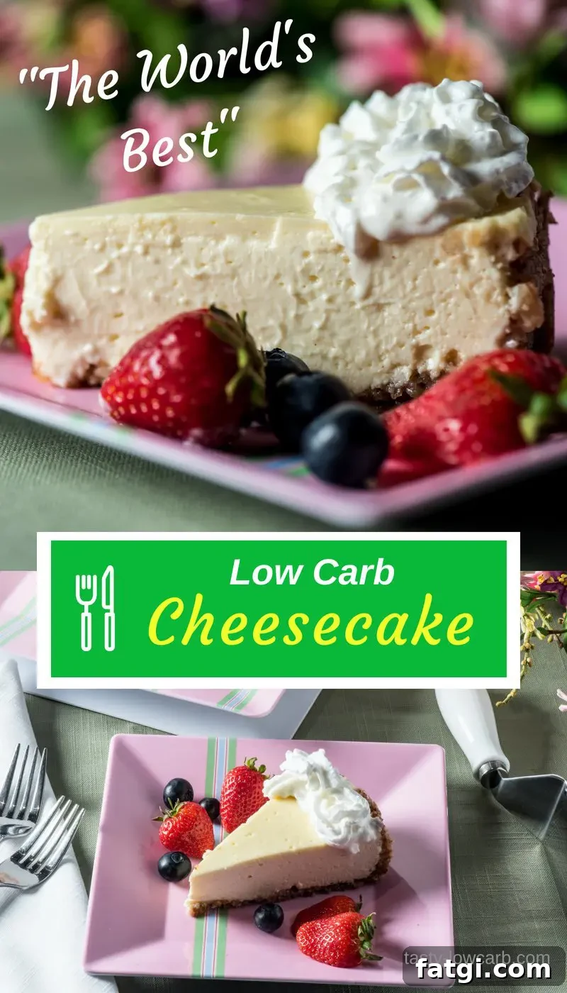 Low carb cheesecake slice with berries