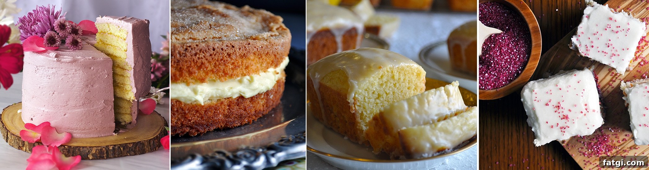 Popular cake recipes including lemon blackberry cake, olive oil cake, mini lemon ricotta loaves, and berry lemon snack cake.