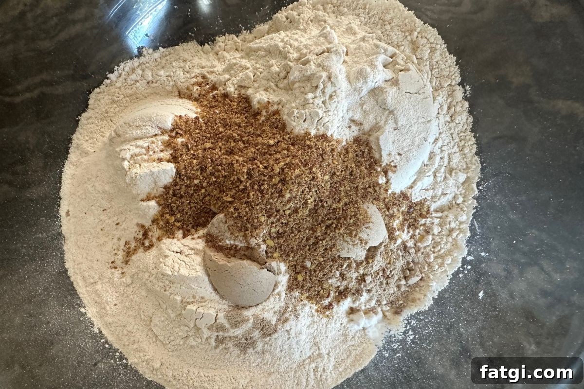 The dry ingredients for the rice free flour blend in a large mixing bowl.