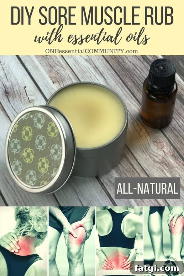 DIY sore muscle rub w/ essential oils --> all natural, deep-penetrating, works quickly, & smells sooooo much better than store bought rubs.