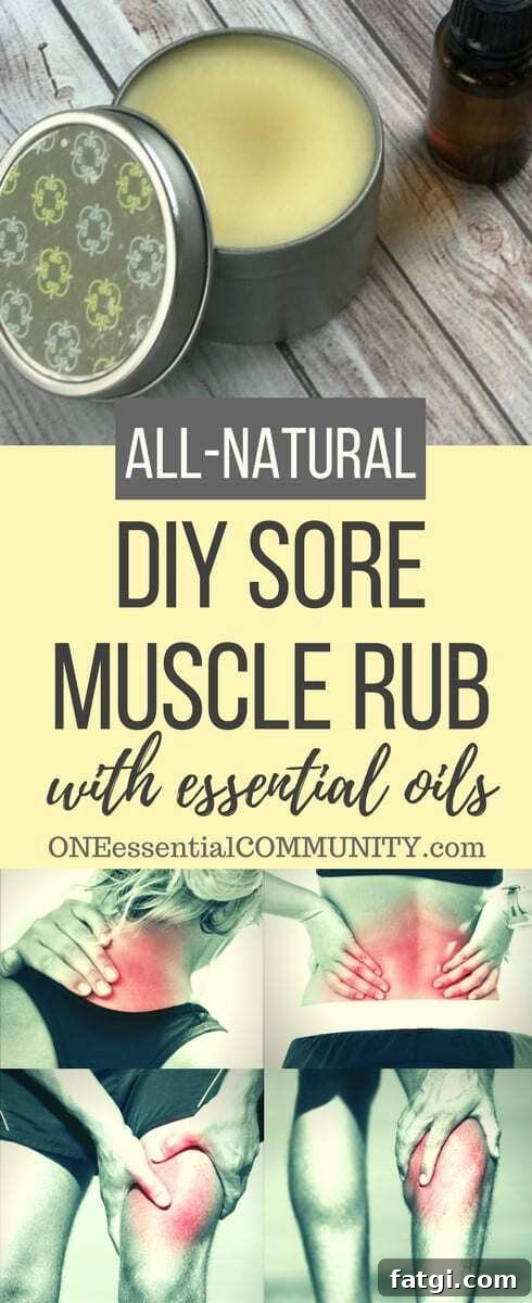 DIY sore muscle rub w/ essential oils --> all natural, deep-penetrating, works quickly, & smells sooooo much better than store bought rubs.