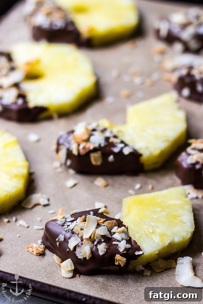 Chocolate Dipped Pineapple Slices with Toasted Coconut 4 Chocolate Dipped Pineapple Slices