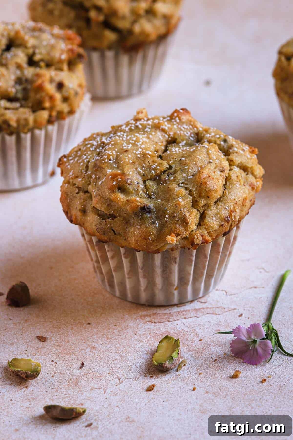 Double Pistachio Muffins with Cream Cheese Filling 2 Pistachio muffins.