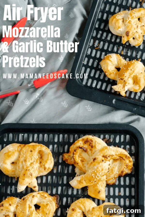 Soft and homemade pretzels rolled with mozzarella cheese and brushed with a garlic butter mixture.