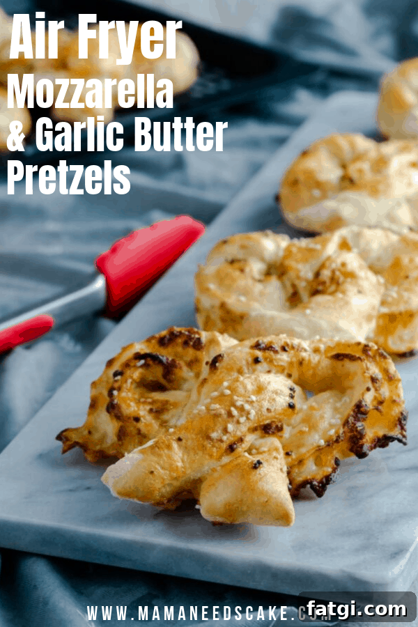 Soft and homemade pretzels rolled with mozzarella cheese and brushed with a garlic butter mixture.