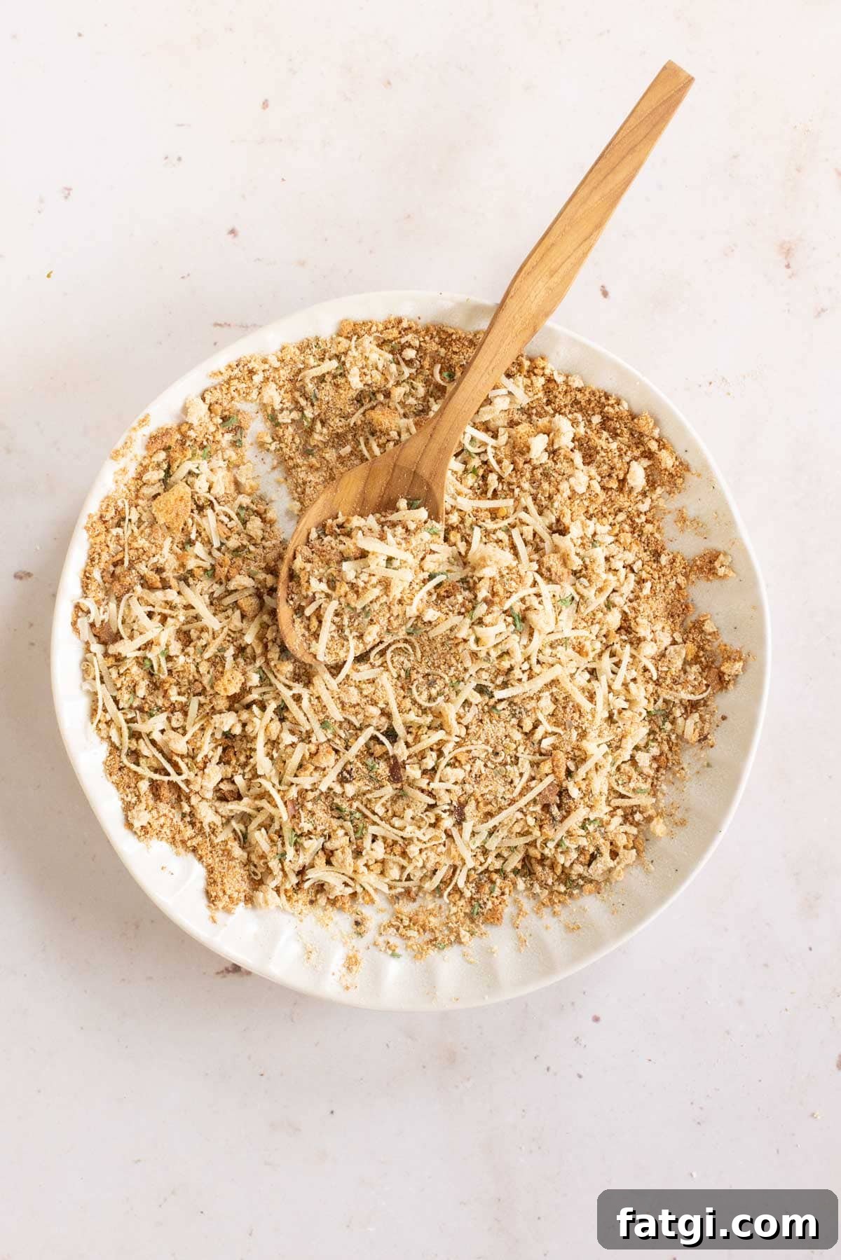 Italian breadcrumbs on a plate.