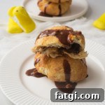 Air Fryer Peeps Crescent Rolls 11 the completed air fryer peeps rolls served on white plates and garnished with chocolate sauce