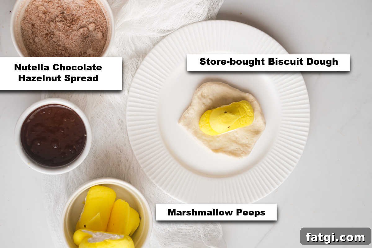 Air Fryer Peeps Crescent Rolls 5 the ingredients needed for making air fryer peeps rolls