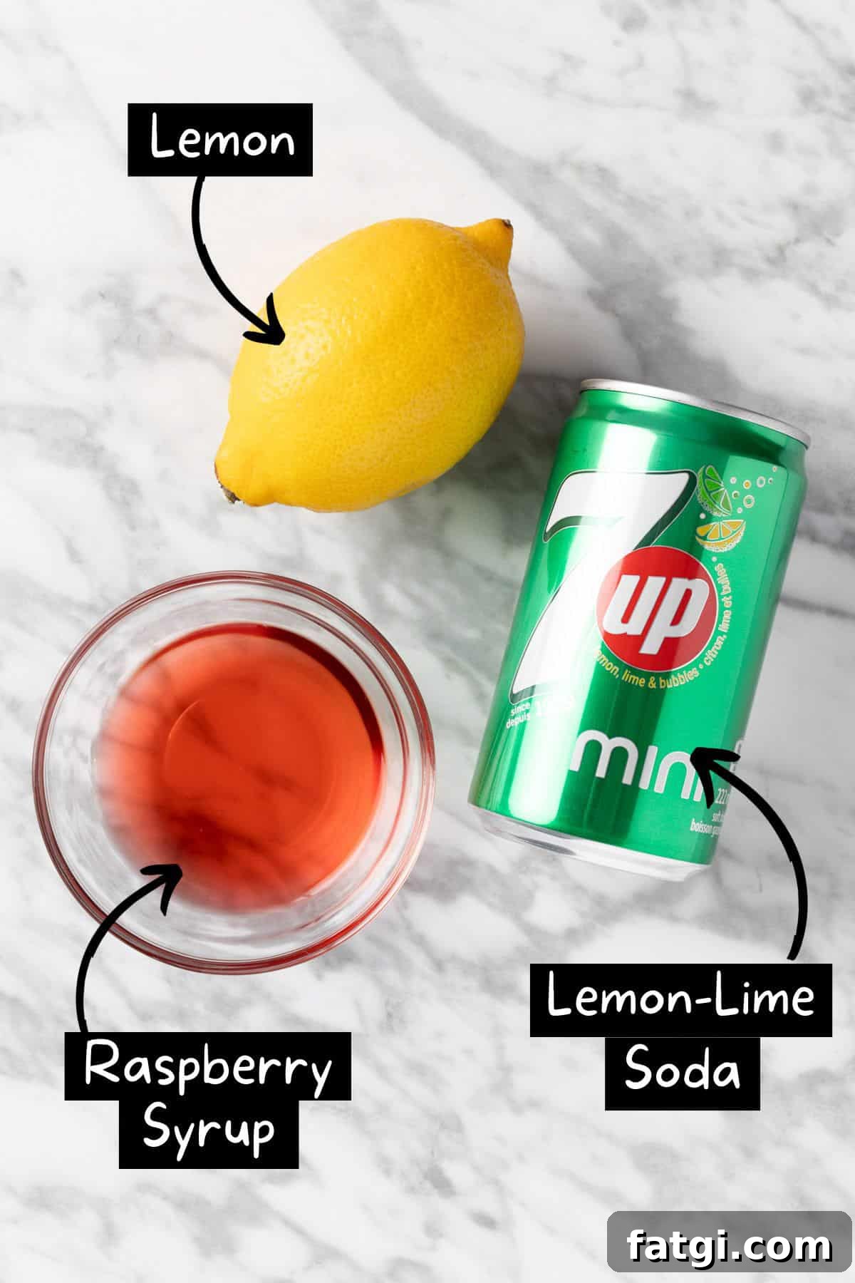 The ingredients needed to make the Valentine’s mocktail.