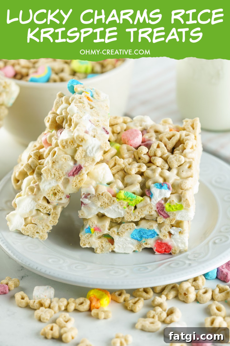Lucky Charms Rice Krispie Treats stacked