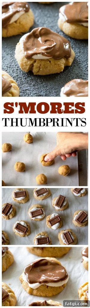 S'mores Thumbprints - a small graham cracker cookie topped with marshmallows and chocolate.