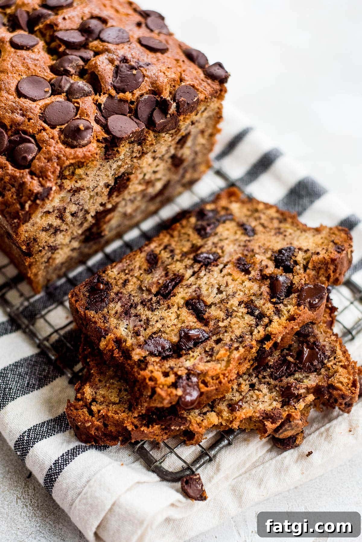 slices of chocolate chip banana bread